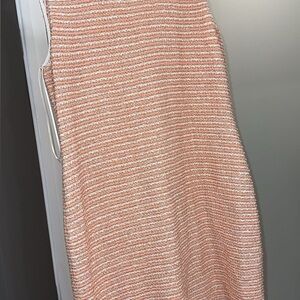St. John Collection Asymmetrical Jacket and Dress set in Peach and White